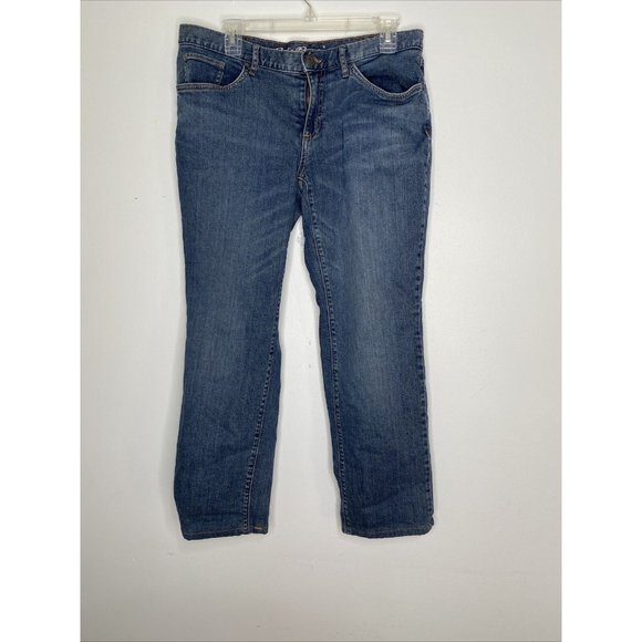 Eddie Bauer Flannel Lined Jeans Womens Sz 10 Boyfriend Fit Denim - Picture 1 of 8